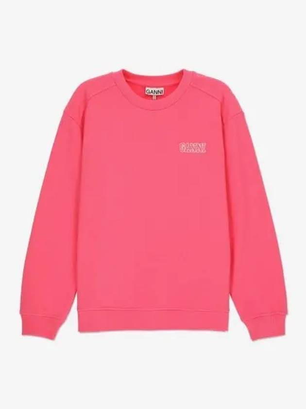 Women's Logo Print Cotton Sweatshirt Pink - GANNI - BALAAN 2