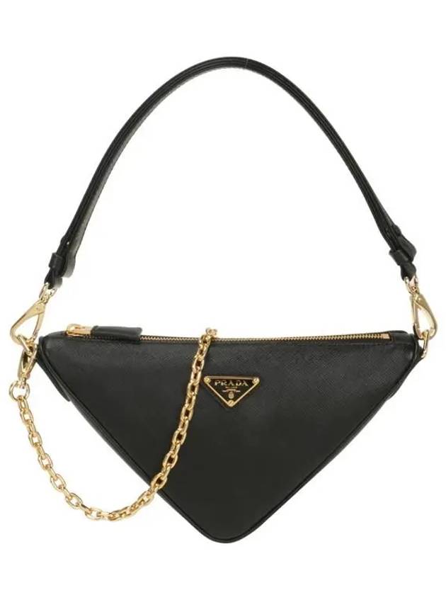 Triangle Saffiano Leather Shoulder Bag Black - PRADA - BALAAN 2