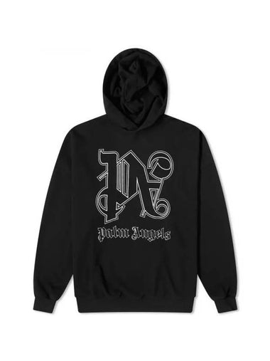 Monogram Popover Hoodie Black PMBB126E23FLE0011003 - PALM ANGELS - BALAAN 1