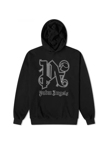 Monogram Popover Hoodie Black PMBB126E23FLE0011003 - PALM ANGELS - BALAAN 1