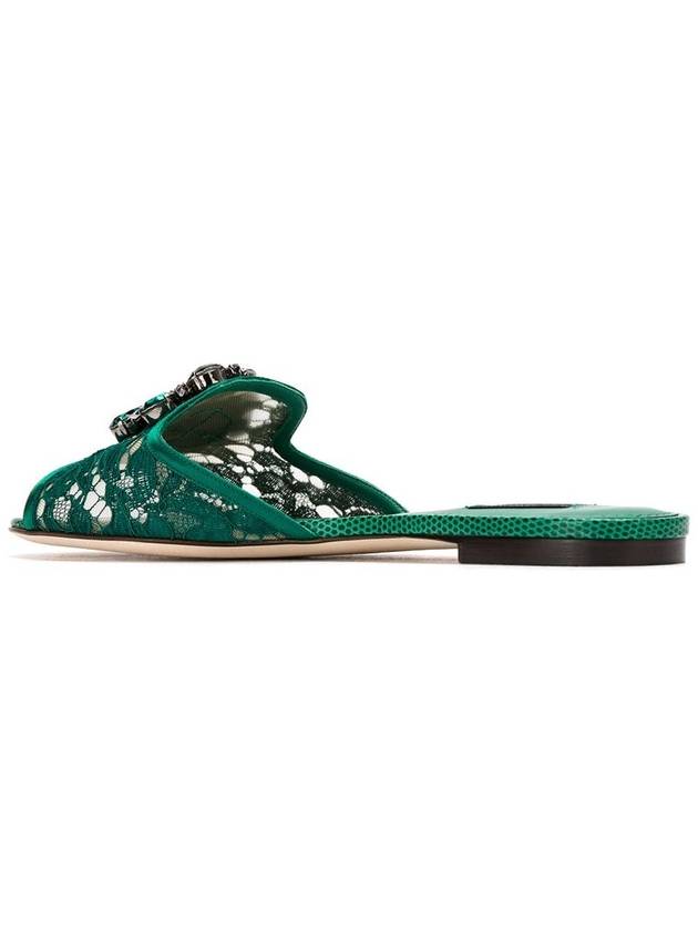 Women's Crystal Lace Slippers Green - DOLCE&GABBANA - BALAAN 4