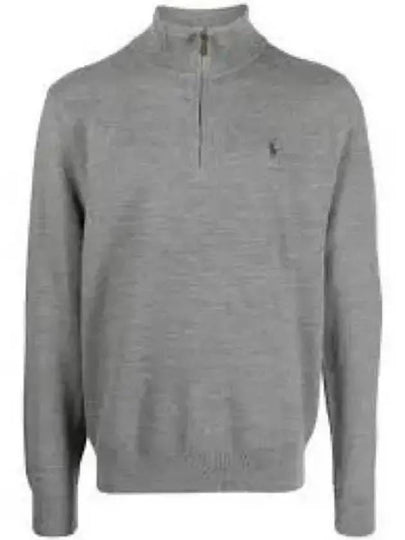 Quarter Zip Cotton Knit Top Grey - POLO RALPH LAUREN - BALAAN 2