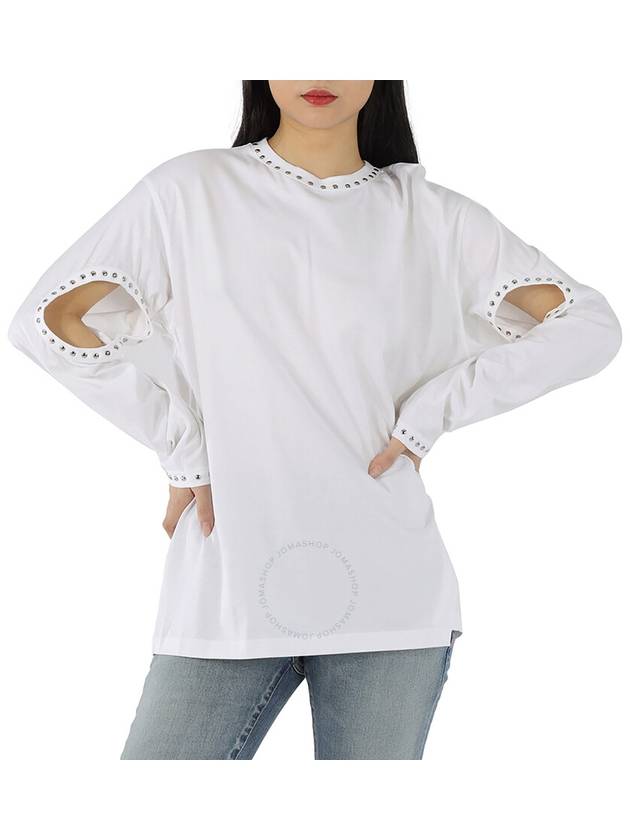 Burberry Ladies Ashbury White Cut-out Detail Studded Top, Size XX-Small - BURBERRY - BALAAN 1