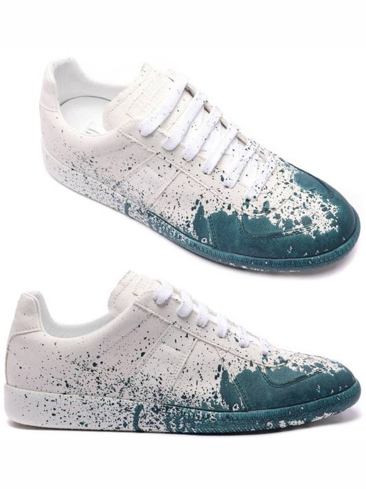 Replica Painting Low Top Sneakers White Oil Blue - MAISON MARGIELA - BALAAN 2