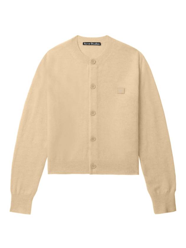 Face Logo Wool Cardigan Beige Women s - ACNE STUDIOS - BALAAN 1