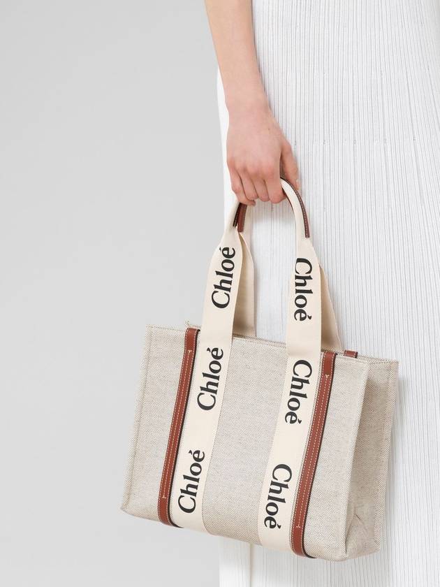 Woody Canvas Medium Tote Bag Brown - CHLOE - BALAAN 6