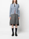 Women's Fine Merino Jersey Sailboat 4 Bar Boxy V Neck Cardigan Dark Blue - THOM BROWNE - BALAAN 3