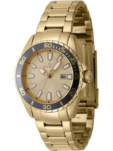 Invicta Pro Diver Date Quartz Gold Dial Ladies Watch 47344 - INVICTA - BALAAN 1