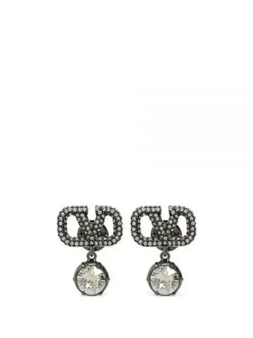 V Logo Signature Earrings Silver - VALENTINO - BALAAN 1