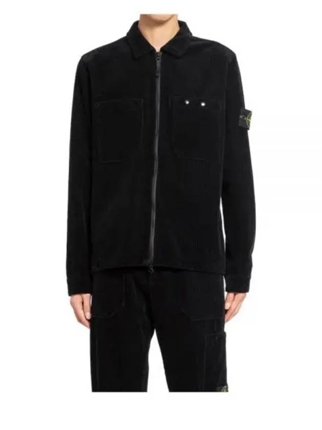 Organic Cotton Corduroy Zip-Up Jacket Black - STONE ISLAND - BALAAN 2