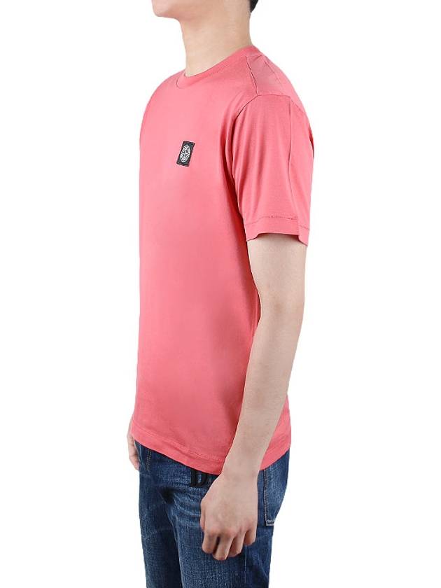 Logo Patch Cotton Short Sleeve T-Shirt Pink - STONE ISLAND - BALAAN 4