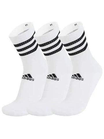 Three Stripe Cushion Crew Socks 3 Pack White - ADIDAS - BALAAN 1