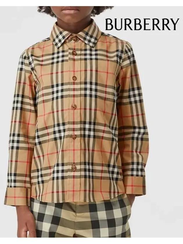 Vintage Check Stretch Cotton Long Sleeve Shirt Beige - BURBERRY - BALAAN 7