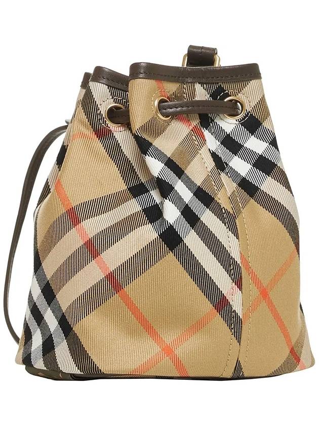 Check Drawstring Bucket Bag Sand - BURBERRY - BALAAN 4