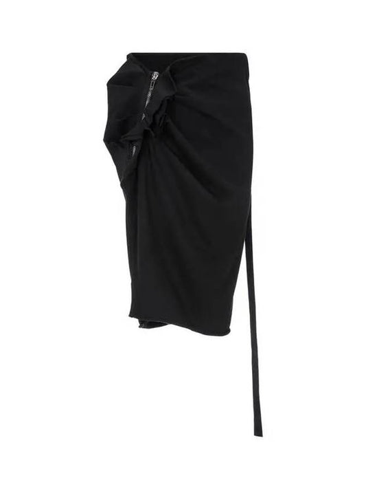 WOMEN DRKSHDW Ruffle Zipper Knee Skirt Black 271414 - RICK OWENS - BALAAN 1