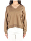 Alghero V Neck Knit Top Brown - MAX MARA - BALAAN 2