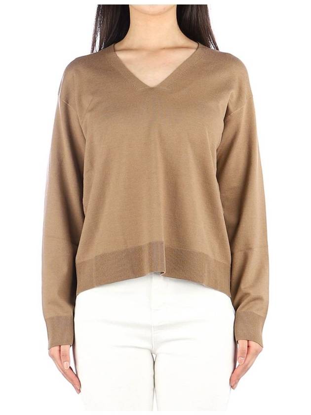 Alghero V Neck Knit Top Brown - MAX MARA - BALAAN 2