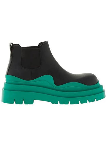 Tire Ankle Chelsea Boots Black Acid Turquoise - BOTTEGA VENETA - BALAAN 1