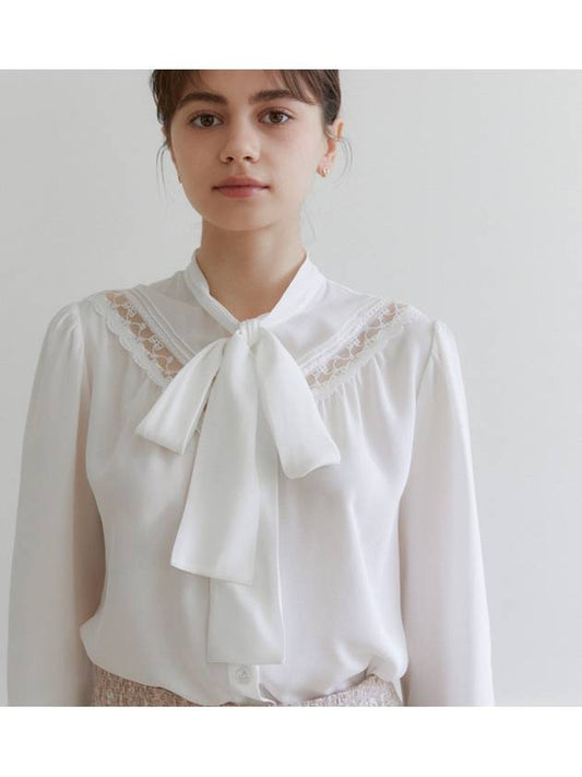 White Lace tie blouse - NARU KANG - BALAAN 2