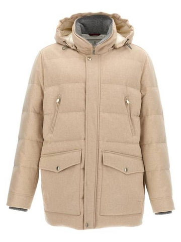 Hooded Down Padding Beige - BRUNELLO CUCINELLI - BALAAN 1