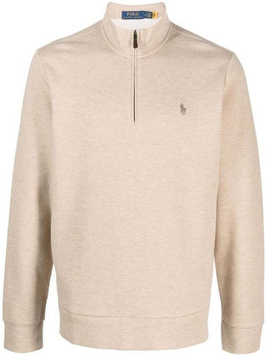 Men's Mesh Quarter Zip Double Knit Top Sand Heather - POLO RALPH LAUREN - BALAAN 1