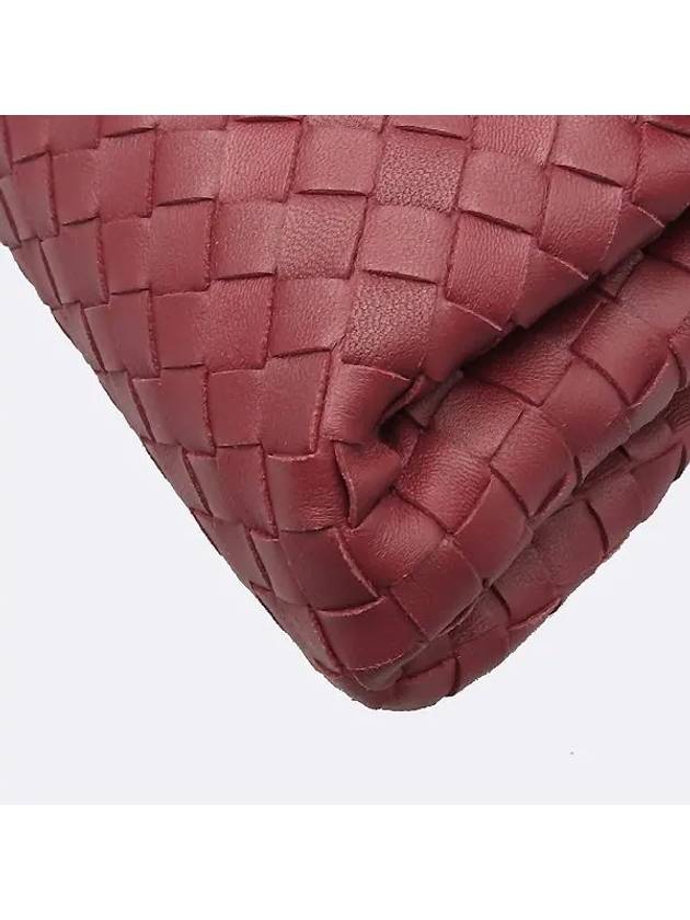 624080 Wine Color Leather Intrecciato Flap Pouch - BOTTEGA VENETA - BALAAN 4