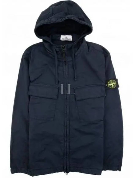 Cotton Twill Stretch Hooded Jacket Navy - STONE ISLAND - BALAAN 2