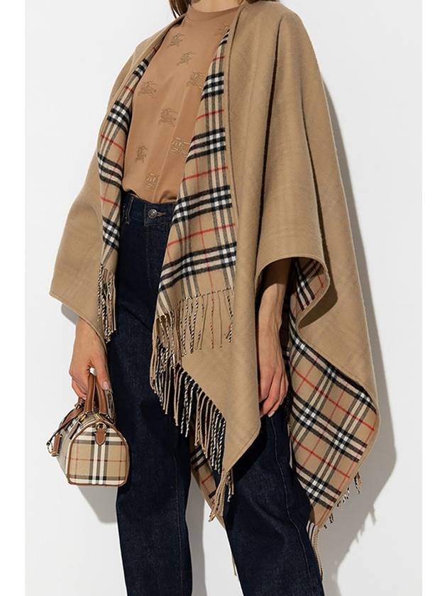 Women's Check Reversible Wool Cape Beige - BURBERRY - BALAAN 5