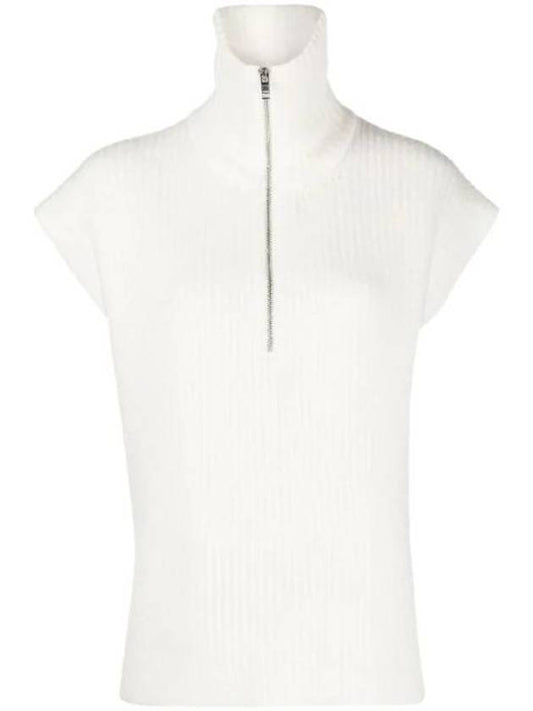 Ribbed Knit Turtleneck White - GANNI - BALAAN 1