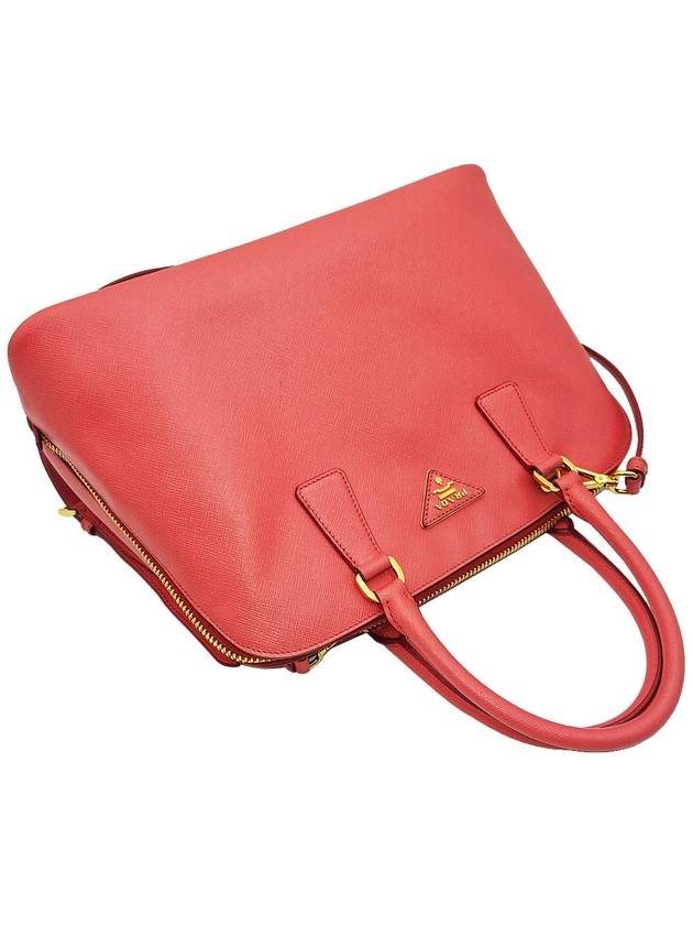 Prada BL0837 Pink Saffiano Lux Gold Triangle Logo Dome Top Handle 2WAY - PRADA - BALAAN 5