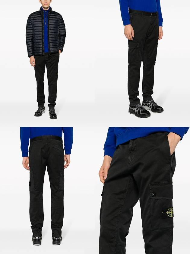 Garment Dyed Old Effect Stretch Broken Twill Cotton Cargo Pants Navy - STONE ISLAND - BALAAN 3