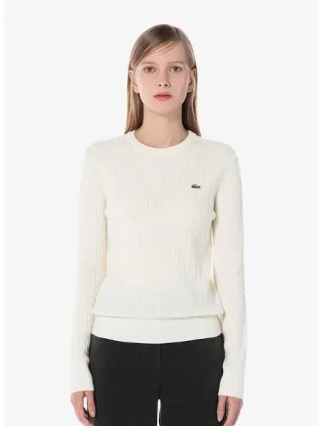 Women s Cable Crew Neck Sweater AF073E 54NFJ Domestic Product GQ2N24080583631 - LACOSTE - BALAAN 1