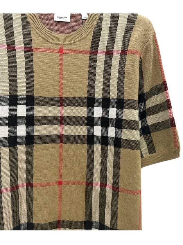 Men's Jacquard Check Pattern Silk Wool Knit Top Beige - BURBERRY - BALAAN 4