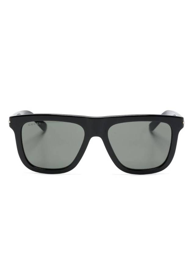 Logo Decorated Square Frame Sunglasses Black - GUCCI - BALAAN 1