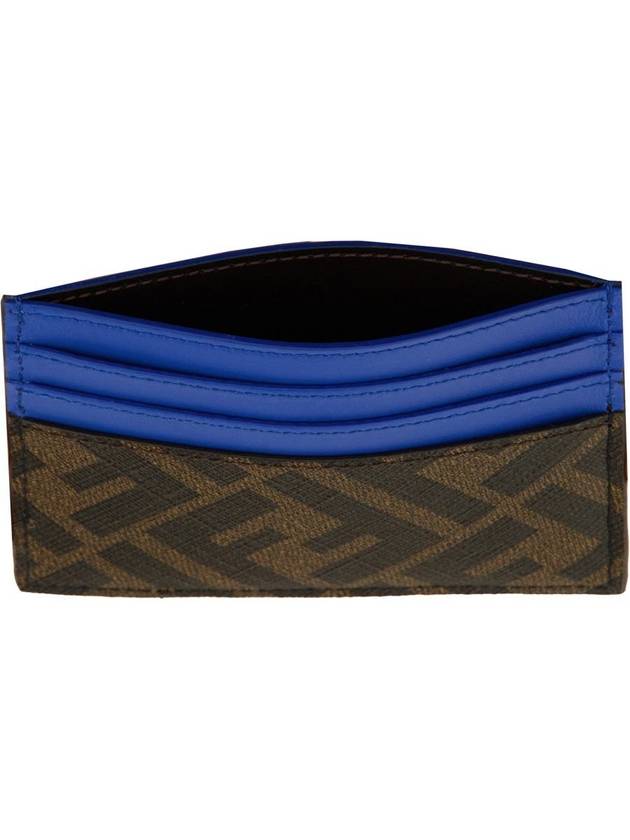 Diagonal FF Canvas Leather Card Wallet Blue - FENDI - BALAAN 3