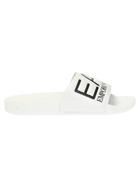 EA7 Embossed Logo Flat Slippers White - EMPORIO ARMANI - BALAAN 1