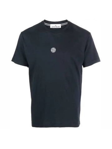 Embroidered Logo Short Sleeve T-Shirt Navy - STONE ISLAND - BALAAN 1