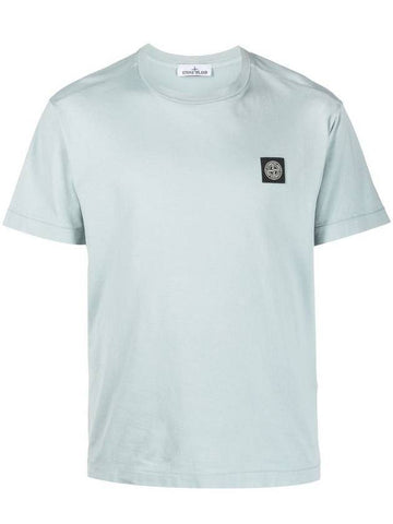 Logo Patch Cotton Short Sleeve T-Shirt Sky Blue - STONE ISLAND - BALAAN 1