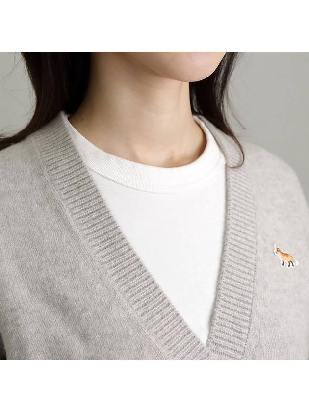 Baby Fox Patch Boxy Cardigan Light Grey Melange - MAISON KITSUNE - BALAAN 5