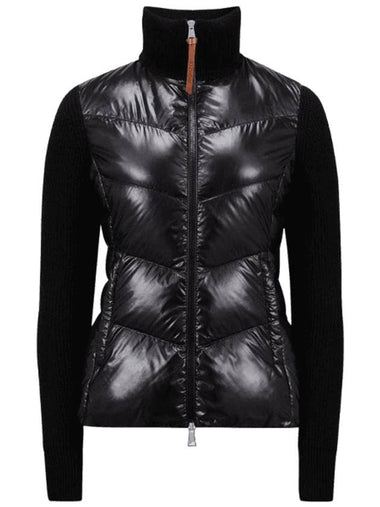 Women's Padded Wool Zip-Up Cardigan Black - MONCLER - BALAAN 1