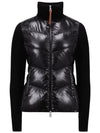 Women's Padded Wool Zip-Up Cardigan Black - MONCLER - BALAAN 1