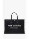 Rive Gauche Cotton Canvas Tote Bag Black - SAINT LAURENT - BALAAN 2