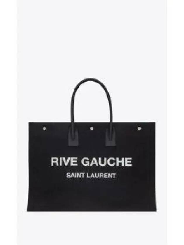 Rive Gauche Cotton Canvas Tote Bag Black - SAINT LAURENT - BALAAN 2