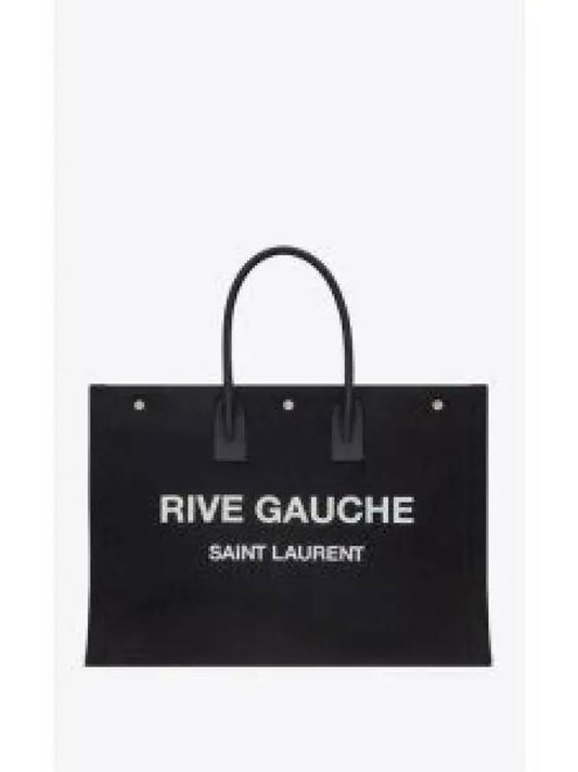 Rive Gauche Cotton Canvas Tote Bag Black - SAINT LAURENT - BALAAN 2