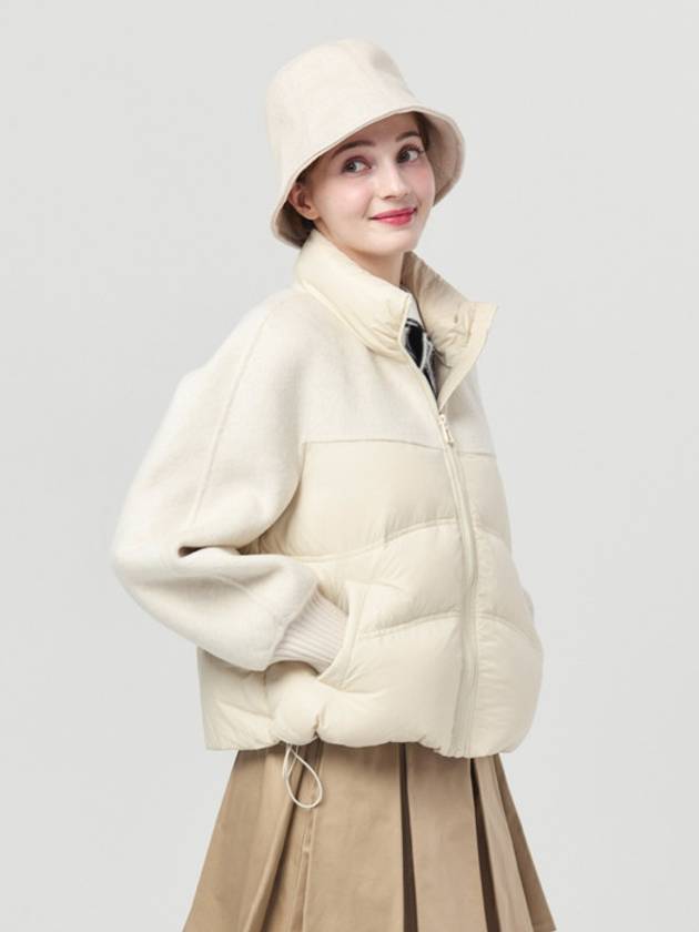 Women s Wool Fabric Patch Down Padded Ivory Jacket DO6242JP13 - DOYOUKNOWMC GOLF WEAR - BALAAN 3