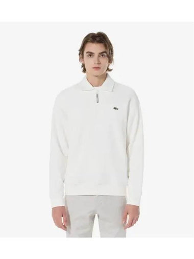 Men s Tennis Half Zip Up Collar T Shirt OFFWHITE Off White - LACOSTE - BALAAN 1