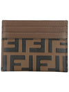 Logo Diamond Leather Card Wallet Brown - FENDI - BALAAN 4