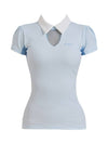 golf wear see-through neckline short sleeve t-shirt Skyblue - J JANE - BALAAN 2