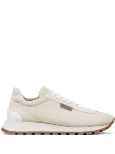 Chain Suede Low Top Sneakers Ivory - BRUNELLO CUCINELLI - BALAAN 2