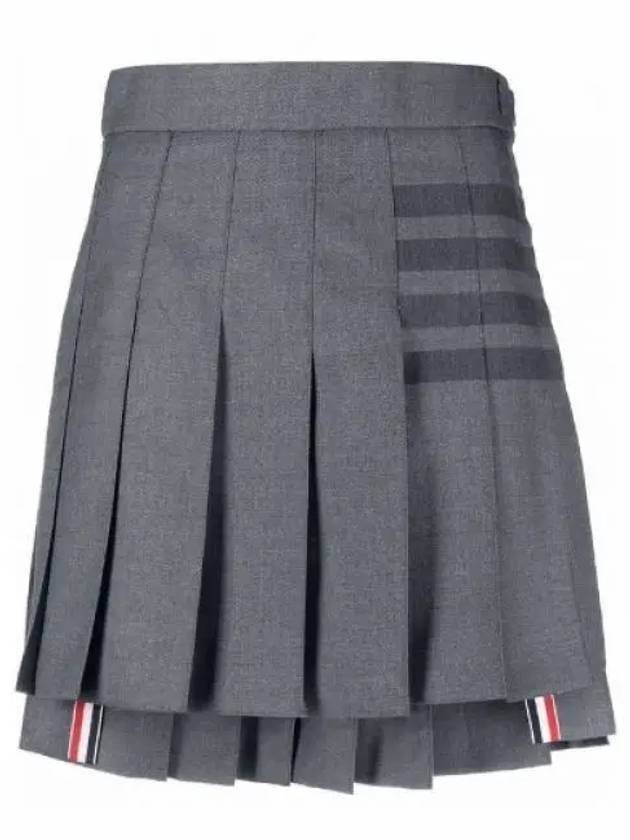 Flannel Bellow Knee Wool Cashmere Pleated Skirt Grey - THOM BROWNE - BALAAN 2